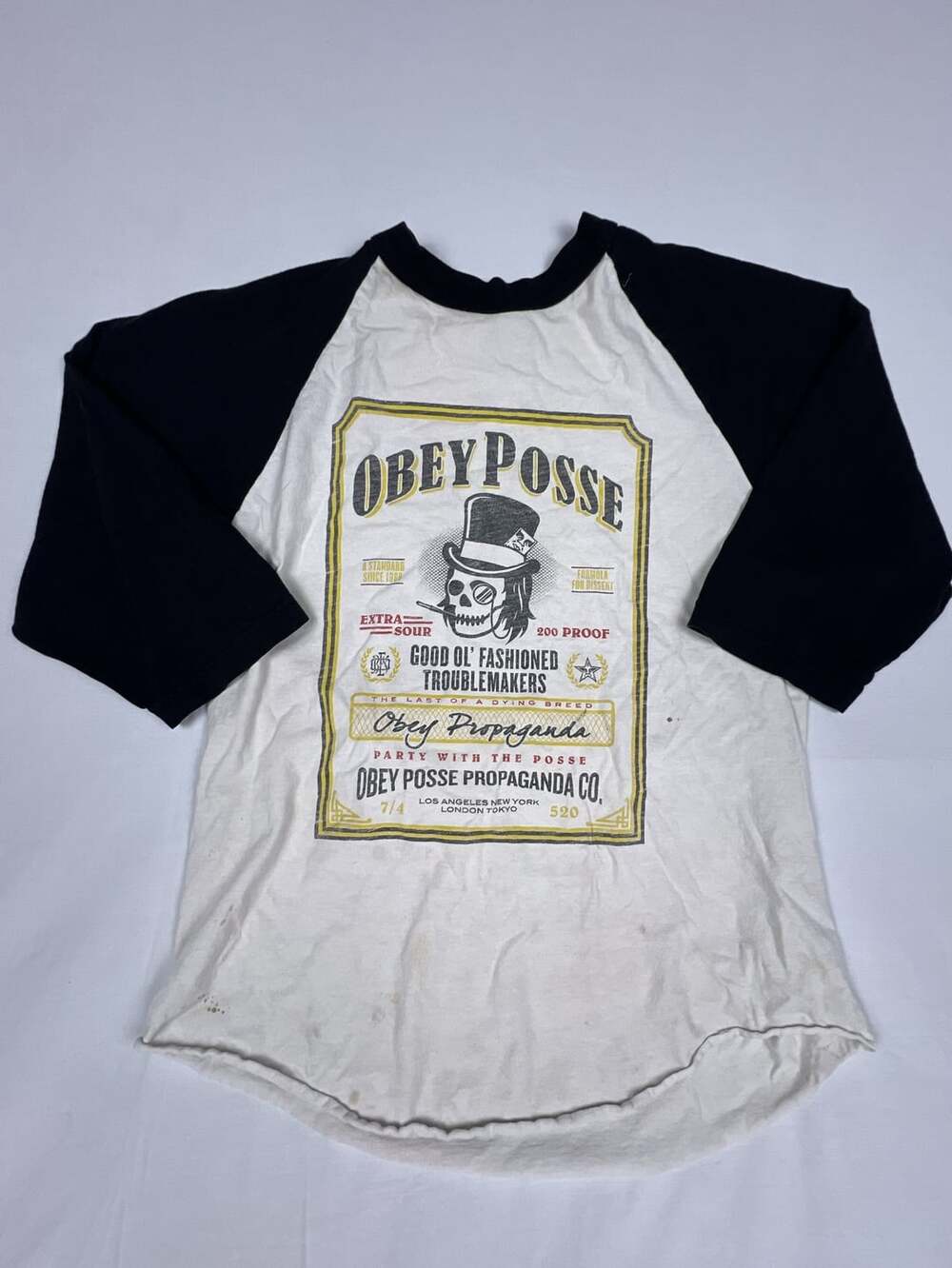 Obey Posse Graphic Raglan Baseball Tee Size L